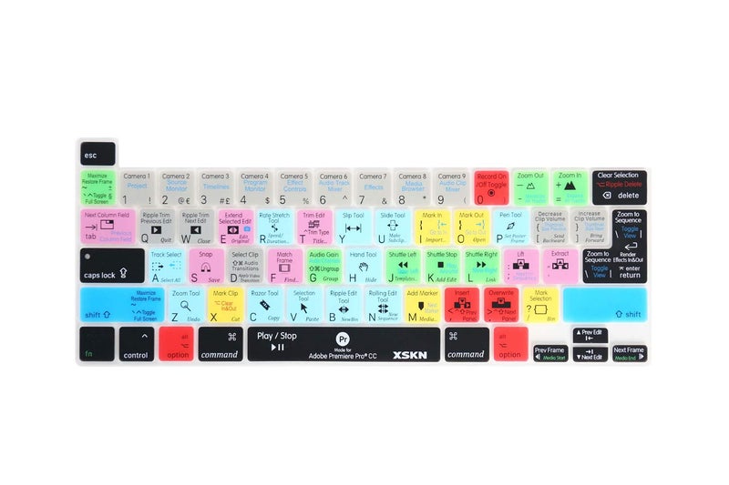 XSKN Premiere Pro Shortcuts Silicone Keyboard Cover Skin for 2019 2020 MacBook Pro 16.2 13.3 inch with Touch Bar and Touch ID A2141 A2251 A2289 A2338 M1 US&EU Version - Image 1
